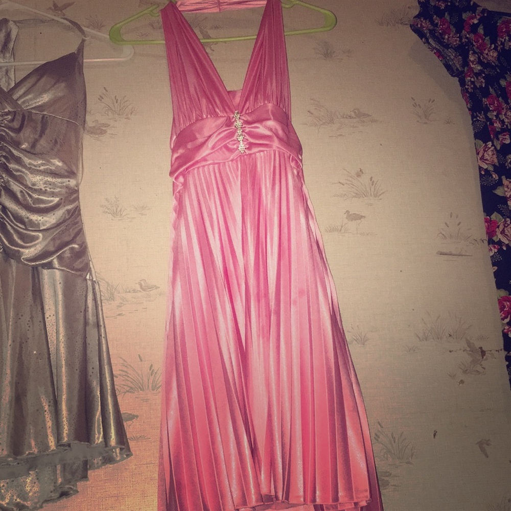 Pink homecoming dress with rhinestone